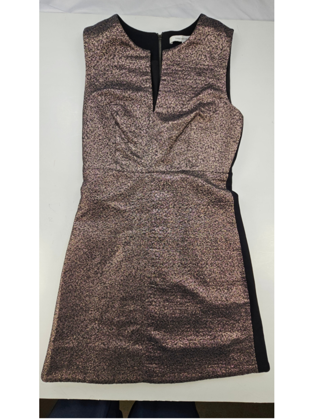 Diane von Furstenberg DVF Dress Womens 2 Metallic Black Gold Cocktail Sheath